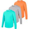 imageBIG ELEPHANT 3 Pack Boys Long Sleeve Rashguard  UPF 50QuickDry Athletic Shirts for Youth Breathable Crew NeckOrangeLight GrayTurquoise Green