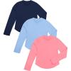 imageBIG ELEPHANT 3 Pack Girls Athletic Shirts Long Sleeve Trendy Kids Active Yoga Tees Cute Tops for Teen GirlsDark Blue Blue Pink