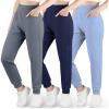 imageBIG ELEPHANT 3 Pack Girls Joggers with Pockets High Waisted Kids Athletic Pants for Yoga RunningDark Graydark Blueblue