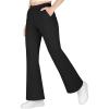 imageBIG ELEPHANT Girls Flare Leggings with Side Pockets ampamp Elastic Waistband  Athletic Pants for Active KidsBlack