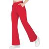 imageBIG ELEPHANT Girls Flare Leggings with Side Pockets ampamp Elastic Waistband  Athletic Pants for Active KidsRed