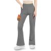 imageBIG ELEPHANT Girls Fleece Lined Leggings Youth Winter Warm Athletic Flare Pants with Pockets Kids Bell BottomsDark Gray