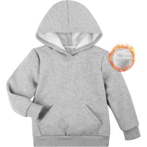 imageBIG ELEPHANT Boys Hooded Sweatshirt Fleece Pullover Hoodies Long Sleeve Warm Hoodie Sweatshirts with Pocket for KidsLight Gray