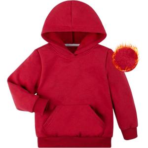imageBIG ELEPHANT Boys Hooded Sweatshirt Fleece Pullover Hoodies Long Sleeve Warm Hoodie Sweatshirts with Pocket for KidsRed
