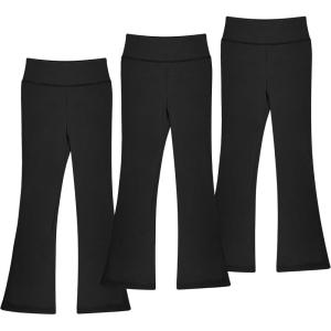 imageBIG ELEPHANT Girls Flare Leggings Kids Bell Bottoms High Waisted Bootcut Yoga Dance Flared PantsBlackBlackBlack