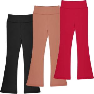 imageBIG ELEPHANT Girls Flare Leggings Kids Bell Bottoms High Waisted Bootcut Yoga Dance Flared PantsBlackBrownRed