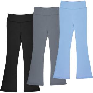 imageBIG ELEPHANT Girls Flare Leggings Kids Bell Bottoms High Waisted Bootcut Yoga Dance Flared PantsBlackDark GrayBlue