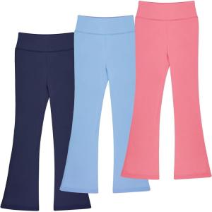 imageBIG ELEPHANT Girls Flare Leggings Kids Bell Bottoms High Waisted Bootcut Yoga Dance Flared PantsNavy BluePinkBlue