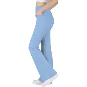 imageBIG ELEPHANT Girls Flare Leggings with Pockets Kids Bootcut Yoga Pants High Waisted Bell Bottoms for DanceBlue