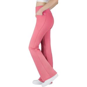 imageBIG ELEPHANT Girls Flare Leggings with Pockets Kids Bootcut Yoga Pants High Waisted Bell Bottoms for DancePink