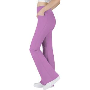 imageBIG ELEPHANT Girls Flare Leggings with Pockets Kids Bootcut Yoga Pants High Waisted Bell Bottoms for DancePurple