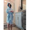 imageBIG ELEPHANT Kids Hooded Robe Fleece Bathrobe for Girls Boys Flannel Sleepwear Coral Plush Pajamas for Christmas GiftBlue Star