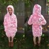 imageBIG ELEPHANT Kids Hooded Robe Fleece Bathrobe for Girls Boys Flannel Sleepwear Coral Plush Pajamas for Christmas GiftFlower