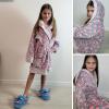 imageBIG ELEPHANT Kids Hooded Robe Fleece Bathrobe for Girls Boys Flannel Sleepwear Coral Plush Pajamas for Christmas GiftSnowflake