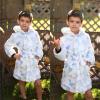 imageBIG ELEPHANT Kids Hooded Robe Fleece Bathrobe for Girls Boys Flannel Sleepwear Coral Plush Pajamas for Christmas GiftWhite Dinosaur
