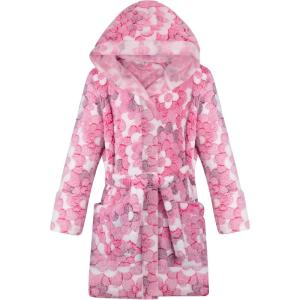 imageBIG ELEPHANT Kids Hooded Robe Fleece Bathrobe for Girls Boys Flannel Sleepwear Coral Plush Pajamas for Christmas GiftFlower