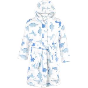 imageBIG ELEPHANT Kids Hooded Robe Fleece Bathrobe for Girls Boys Flannel Sleepwear Coral Plush Pajamas for Christmas GiftWhite Dinosaur