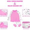 imageBIG ELEPHANT 2 Pcs Rash Guard Swim Diapers Sets for Unisex Baby Boys Girls Long Sleeve Swimsuit with UPF 50 Sun ProtectionButterfly