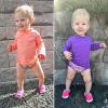 imageBIG ELEPHANT 2 Pcs Rash Guard Swim Diapers Sets for Unisex Baby Boys Girls Long Sleeve Swimsuit with UPF 50 Sun ProtectionOrangePurple