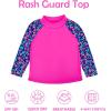 imageBIG ELEPHANT 2 Pcs Rash Guard Swim Diapers Sets for Unisex Baby Boys Girls Long Sleeve Swimsuit with UPF 50 Sun ProtectionRose Red Flower