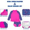 imageBIG ELEPHANT 2 Pcs Rash Guard Swim Diapers Sets for Unisex Baby Boys Girls Long Sleeve Swimsuit with UPF 50 Sun ProtectionRose Red Flower