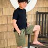 imageBIG ELEPHANT Kids Casual Shorts with Zipper Pockets and Drawsting Youth Boys Athletic Shorts for Running PlayingArmy Green