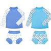 imageBIG ELEPHANT 2 Pcs Rash Guard Swim Diapers Sets for Unisex Baby Boys Girls Long Sleeve Swimsuit with UPF 50 Sun ProtectionStarfishShark