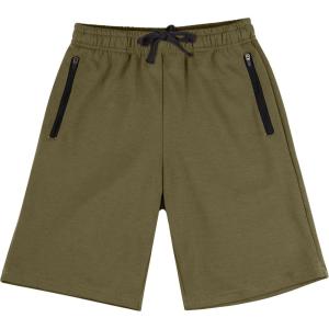 imageBIG ELEPHANT Kids Casual Shorts with Zipper Pockets and Drawsting Youth Boys Athletic Shorts for Running PlayingArmy Green