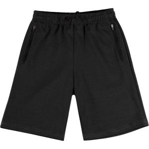 imageBIG ELEPHANT Kids Casual Shorts with Zipper Pockets and Drawsting Youth Boys Athletic Shorts for Running PlayingBlack