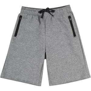 imageBIG ELEPHANT Kids Casual Shorts with Zipper Pockets and Drawsting Youth Boys Athletic Shorts for Running PlayingGrey