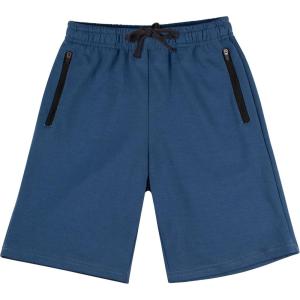 imageBIG ELEPHANT Kids Casual Shorts with Zipper Pockets and Drawsting Youth Boys Athletic Shorts for Running PlayingHaze Blue