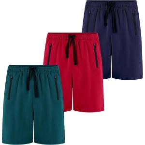 imageBIG ELEPHANT Kids Casual Shorts with Zipper Pockets and Drawsting Youth Boys Athletic Shorts for Running PlayingSet3