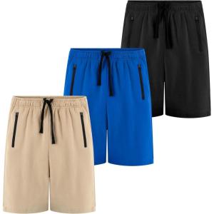 imageBIG ELEPHANT Kids Casual Shorts with Zipper Pockets and Drawsting Youth Boys Athletic Shorts for Running PlayingSet4