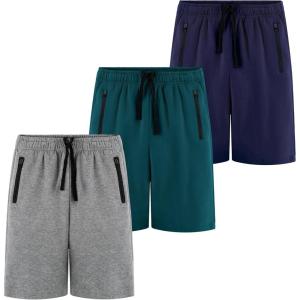 imageBIG ELEPHANT Kids Casual Shorts with Zipper Pockets and Drawsting Youth Boys Athletic Shorts for Running PlayingSet5