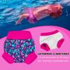 imageBIG ELEPHANT Baby Swim Diapers 3pcs Reusable Adjustable Washable Waterproof Swimming Diaper for Boys and Girls 6Months  5 YearsBue Flower