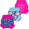 imageBIG ELEPHANT Baby Swim Diapers 3pcs Reusable Adjustable Washable Waterproof Swimming Diaper for Boys and Girls 6Months  5 YearsBue Flower