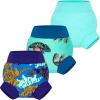 imageBIG ELEPHANT Baby Swim Diapers 3pcs Reusable Adjustable Washable Waterproof Swimming Diaper for Boys and Girls 6Months  5 YearsCyan Lizard