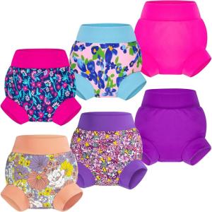 imageBIG ELEPHANT Baby Swim Diapers 36 Pack  Reusable Waterproof Diapers Soft Breathable Swimwear for Boys and GirlsRose Red  Purple