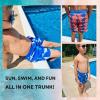 imageBIG ELEPHANT 2 Packs Boys Swim Trunks with Compression Liner UPF 50 Kids Bathing Suit Quick Dry Swimming ShortsShark BlueFish Red Blue
