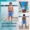 imageBIG ELEPHANT 2 Packs Boys Swim Trunks with Compression Liner UPF 50 Kids Bathing Suit Quick Dry Swimming ShortsShell GreenLeaves Blue