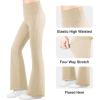 imageBIG ELEPHANT Girls Flare Leggings with Pockets Kids Bootcut Yoga Pants High Waisted Bell Bottoms for DancePinkpurplekhaki