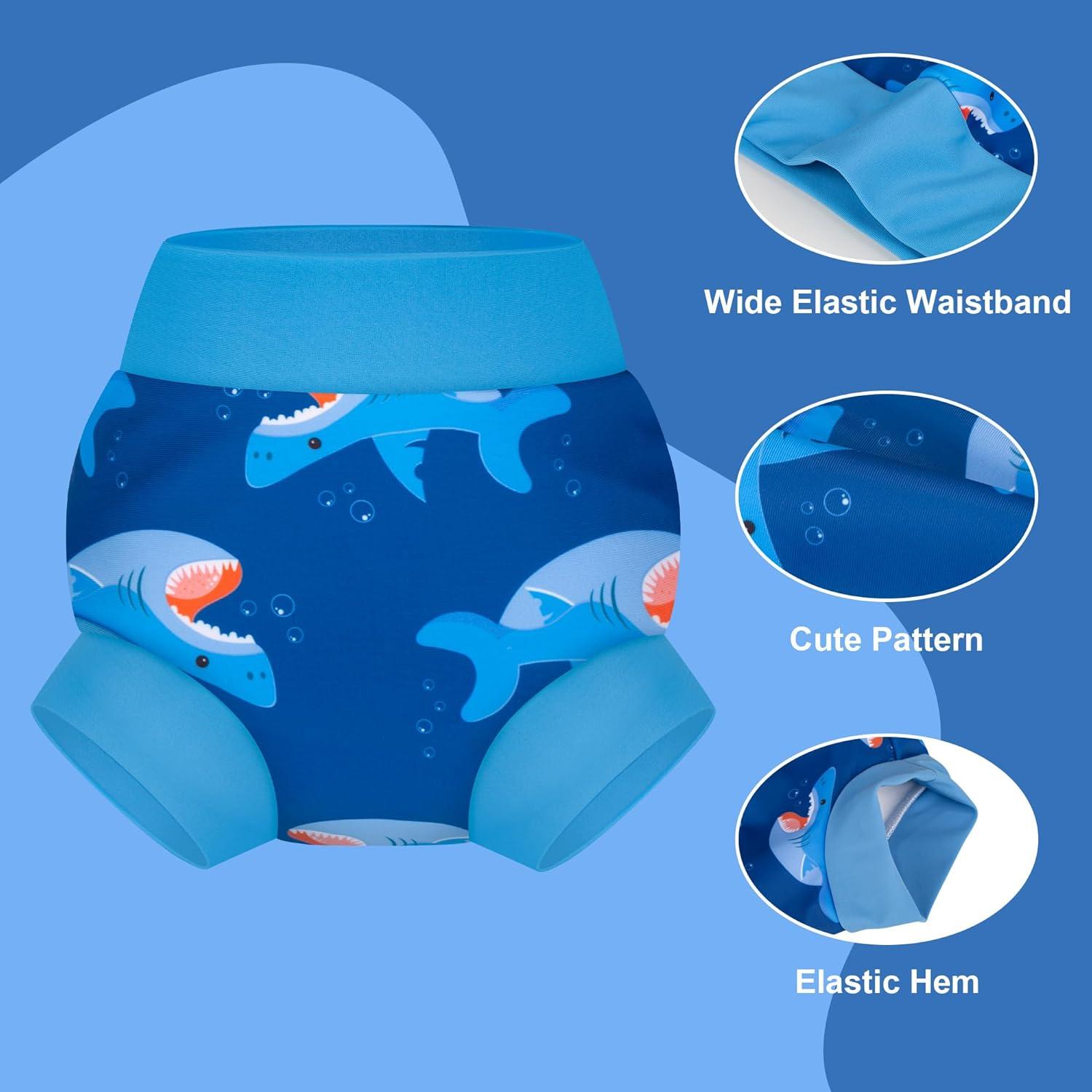 imageBIG ELEPHANT Baby Swim Diapers 3pcs Reusable Adjustable Washable Waterproof Swimming Diaper for Boys and Girls 6Months  5 YearsBlue Octopus