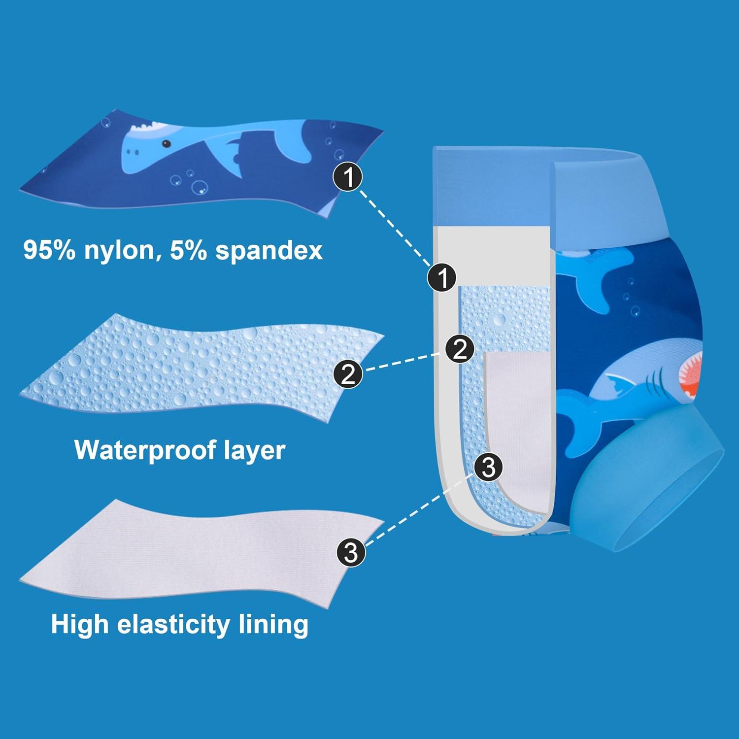 imageBIG ELEPHANT Baby Swim Diapers 3pcs Reusable Adjustable Washable Waterproof Swimming Diaper for Boys and Girls 6Months  5 YearsBlue Octopus