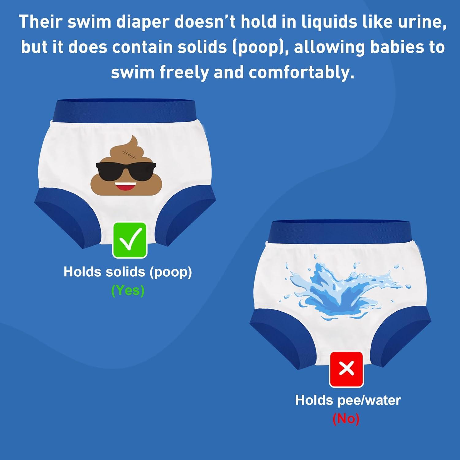 imageBIG ELEPHANT Baby Swim Diapers 3pcs Reusable Adjustable Washable Waterproof Swimming Diaper for Boys and Girls 6Months  5 YearsBlue Shark