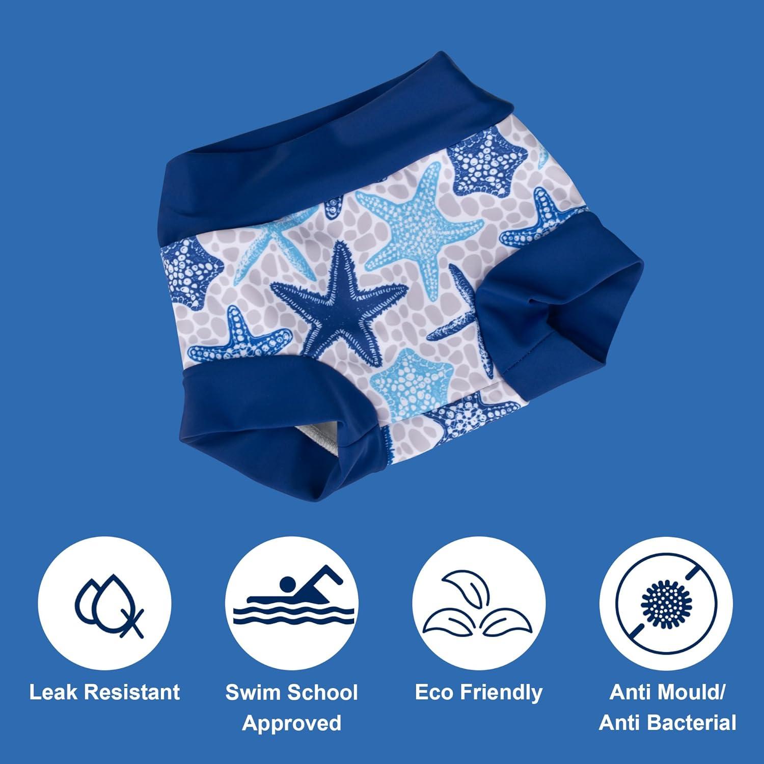 imageBIG ELEPHANT Baby Swim Diapers 3pcs Reusable Adjustable Washable Waterproof Swimming Diaper for Boys and Girls 6Months  5 YearsBlue Shark