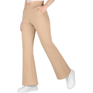 imageBIG ELEPHANT Girls Flare Pants with Side PocketsSchool Uniform Bell Bottom Dress Pants Size 615 YearsDark Apricot