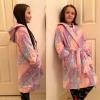 imageBIG ELEPHANT Kids Hooded Robe Fleece Bathrobe for Girls Boys Flannel Sleepwear Coral Plush Pajamas for Christmas GiftPurple Star