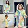 imageBIG ELEPHANT Kids Hooded Robe Fleece Bathrobe for Girls Boys Flannel Sleepwear Coral Plush Pajamas for Christmas GiftRed