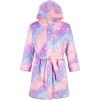 imageBIG ELEPHANT Kids Hooded Robe Fleece Bathrobe for Girls Boys Flannel Sleepwear Coral Plush Pajamas for Christmas GiftPurple Star