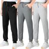 imageBIG ELEPHANT 3 Pack Boys Sweatpants Youth Cotton Athletic Joggers Pants with Pockets and DrawstringBlack Grey Dark Grey